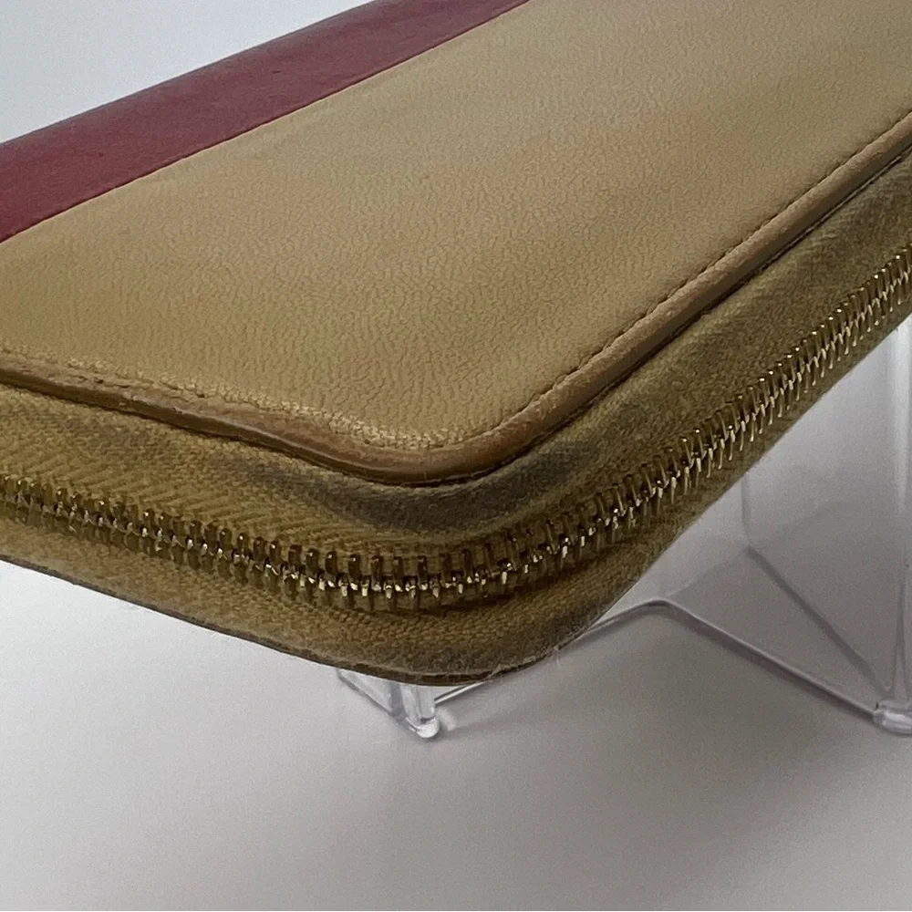 ♥️🤎Celine Horizontal Cabas Bicolor Long Zip Around Wallet Red/Tan!! ❤️🤎‎